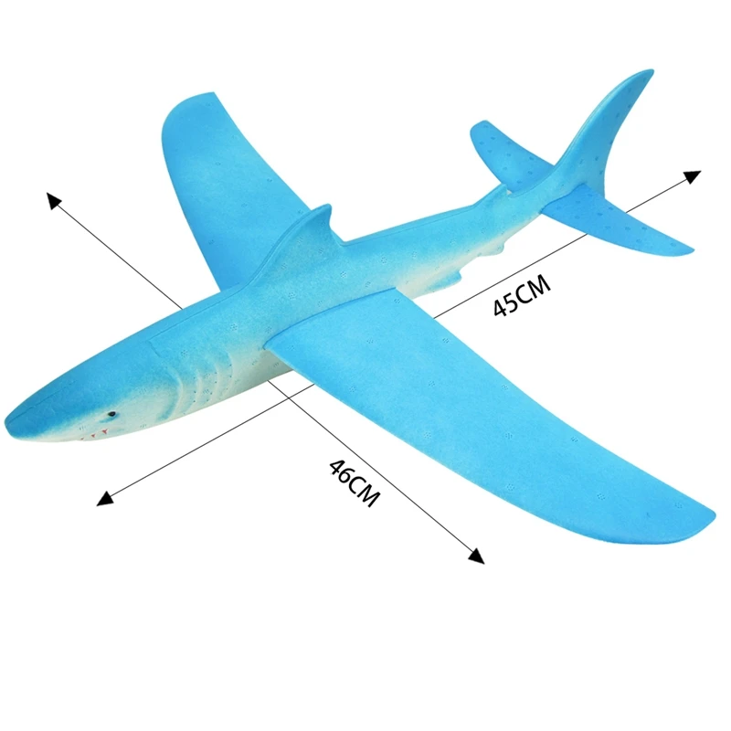 2 PCS Foam Airplane Hand Launch Throwing Airplane Toy Glider Aircraft Inertial Foam Shark Plane Toy Model Kids Toys