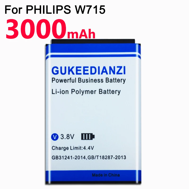 GUKEEDIANZI W715 3000 мАч телефон батарея для PHILIPS Xenium W715 мобильный сменный аккумулятор