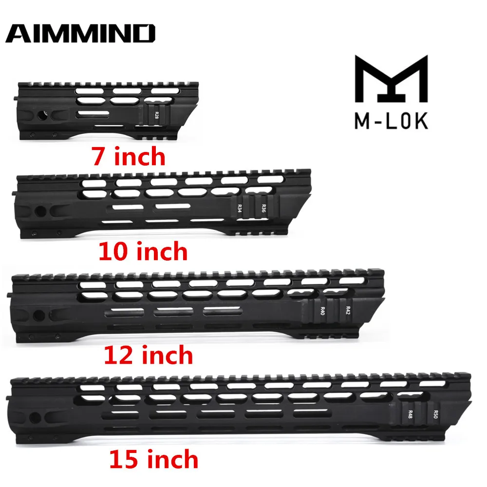 

7 10 12 15 Inch AEG M4 M16 AR15 Free Float M-Lock Quad Rail Handguard Picatinny Rail with Barrel Nut for Hunting
