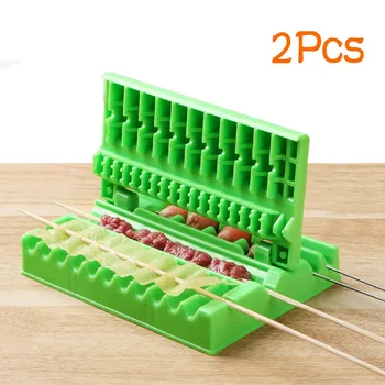 

2pc Multifunctional Bbq Meat Skewers Machine String Artifact Wear Food Meat String Device Skewer For Beef Pork Maker Bbq z3