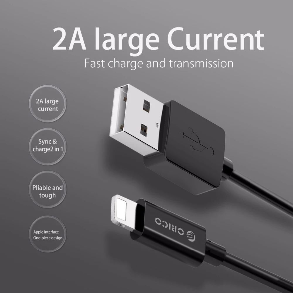 ORICO USB Cable for Iphone 8 7 6s plus X Ipad Charging USB Lighting Cable Sync Mobile Phone Charger Cord Data Adapter 1M (2)