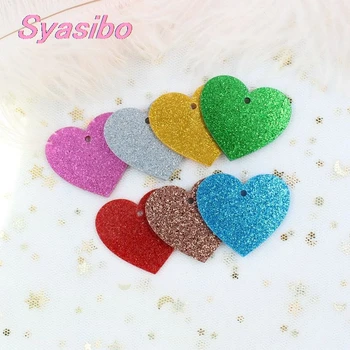 

25/30/38/50mm Acrylic Hearts For Earrings Mixed Glitter Love Heart Charms Oranments Laser Cut Eco-Friendly-AC1061