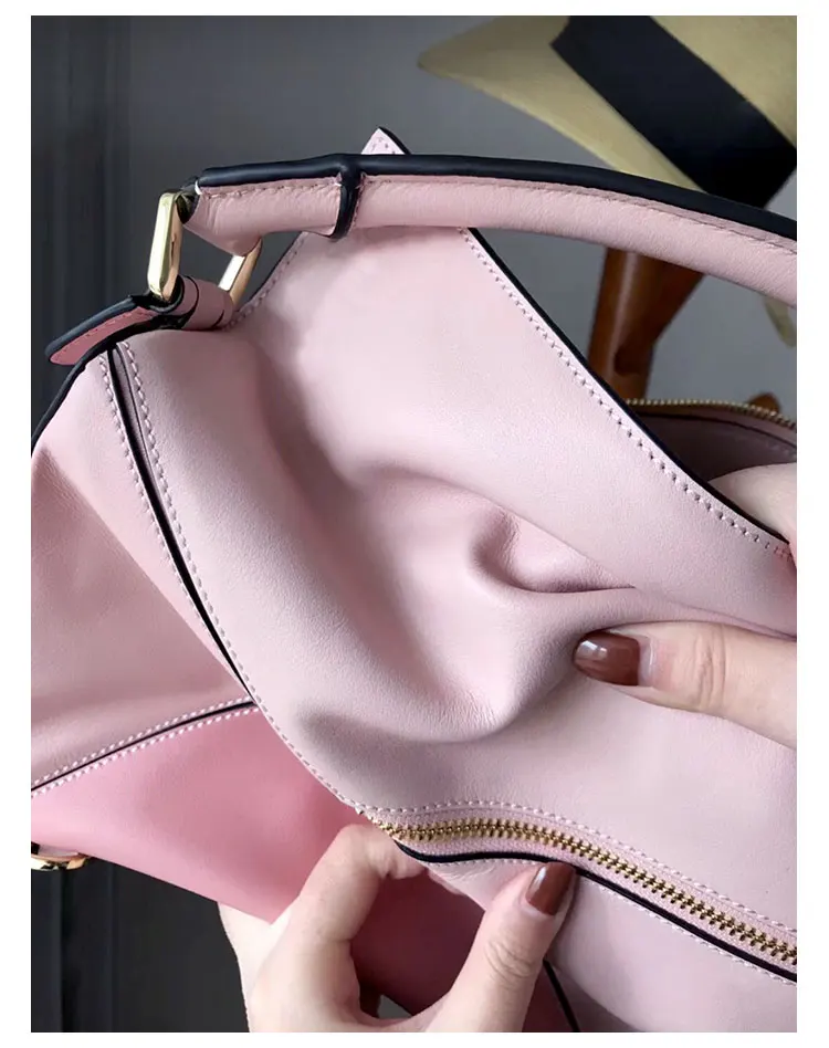 Nuleez сумка с геометрическим рисунком, яркий седельный кошелек, Li-chi, простая Подушка, первый слой, Воловья кожа, настоящая, роскошная, качественная, Классическая