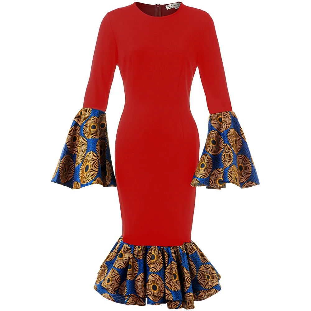 dress3 Дашики африканские платья для женщин хлопок Материал африканская женская одежда африканские традиционные платья с длинным рукавом платья Анкара - Цвет: dress3