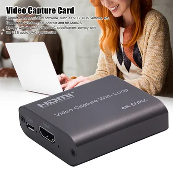 

USB3.0 HDMI Computer Components Loop Out Video Card DVD Grabber Broadcasting Game Aluminium Alloy 4K 60Hz HD 1080P