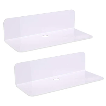 

2pcs Floating Shelf Modern For Smart Speaker Living Room Bedroom Corner Brackets Wall Mounted Clear Acrylic Bathroom Home Decor