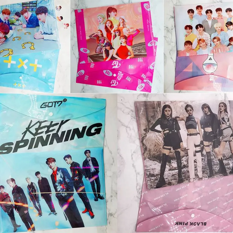 

BLACKPINK GOT7 TWICE PVC Stationery File Bag A4 Document File Folder Filing Production Pocket School Office