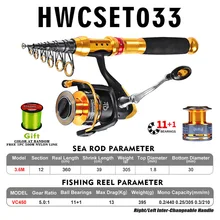 Горячее предложение! Распродажа! Удочка с 12BB Рыболовная катушка и рыболовная леска комплект Телескопический Карп путешествия рок Спиннинг удочка Катушка комбо набор