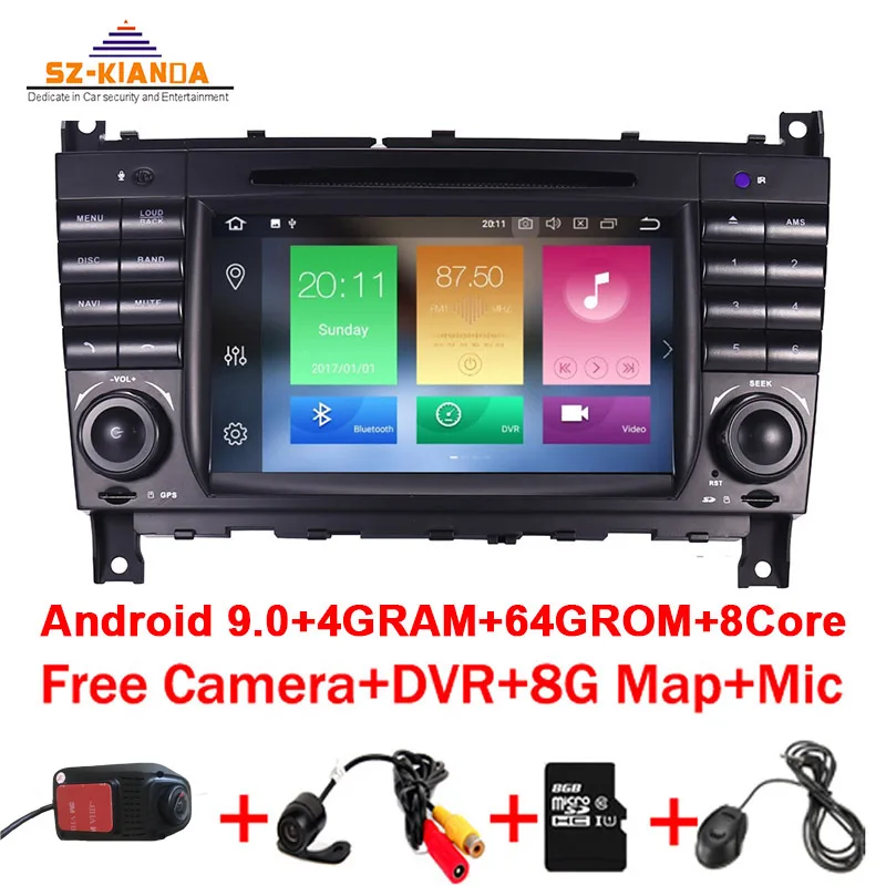 " Android 9,0 автомобильный DVD для Mercedes Benz C Class W203 2004-2007 c200 C230 C240 C320 C350 CLK W209 2005 СБ Navi GPS радио Wi-Fi