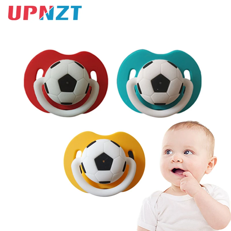 

Newborn Baby Pacifier With Pull Ring Infant Dummy Football Pacifier Funny Silicone Nipple Teether Soother Newborn Dental Care