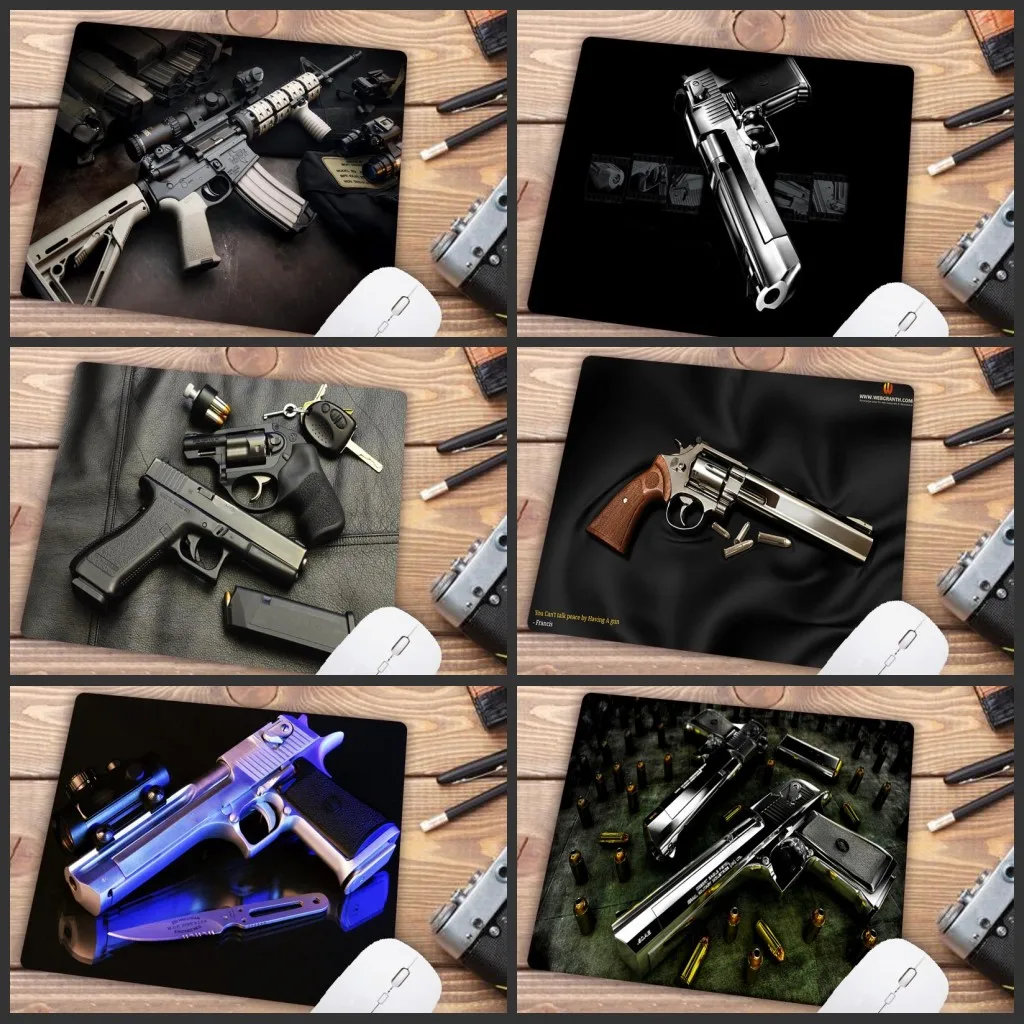 

Big Promotion Gun Pattern Anti-Slip Laptop PC Mice Pad Mat Mousepad For Mouse Comfortable Gaming Mouse Pad 22X18CM