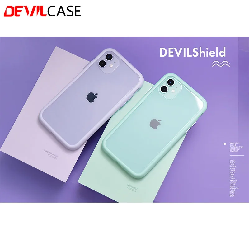 DEVILCASE Devilshield для iPhone 11, iPhone 11 Pro, iPhone 11 Pro Max ТПУ бампер+ задняя прозрачная стеклянная панель