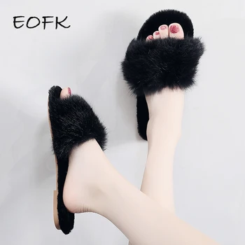 

EOFK Women House Slippers Plush Winter Warm Shoes Woman Comfort Warm Fashion Ladies Slippers House Shoes for Indoor Outdoor