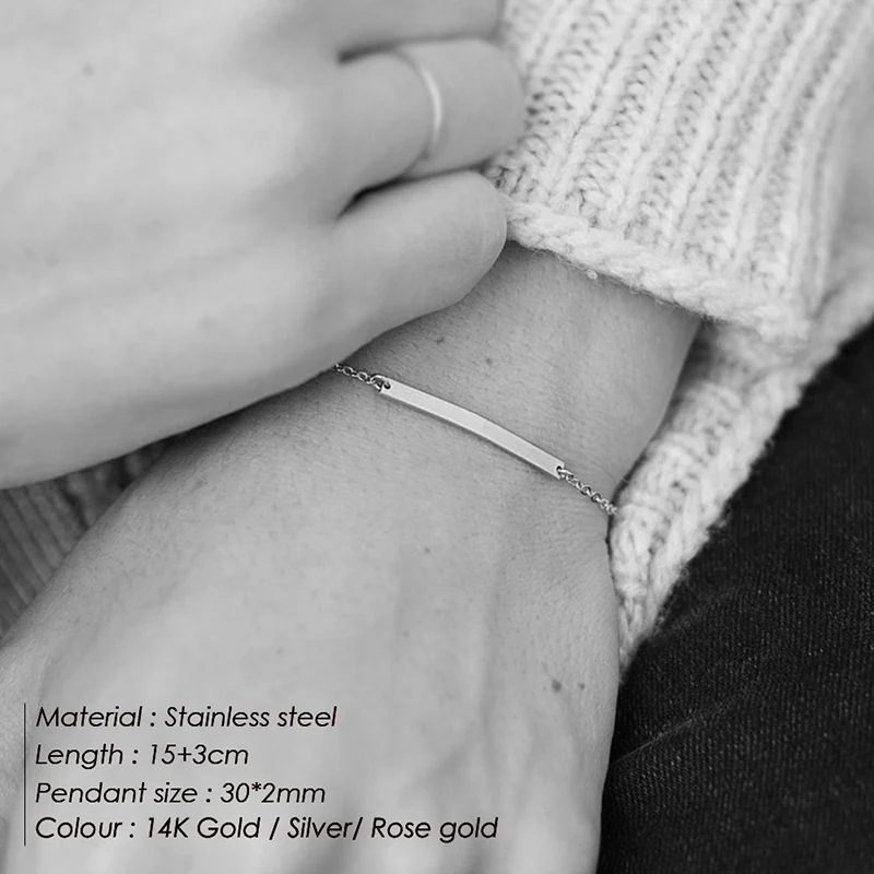 YS14927 eManco 316L Stainless Steel Bracelet for women Minimalist Personalized Custom Name Bracelet Gifts for women - Окраска металла: YS14927