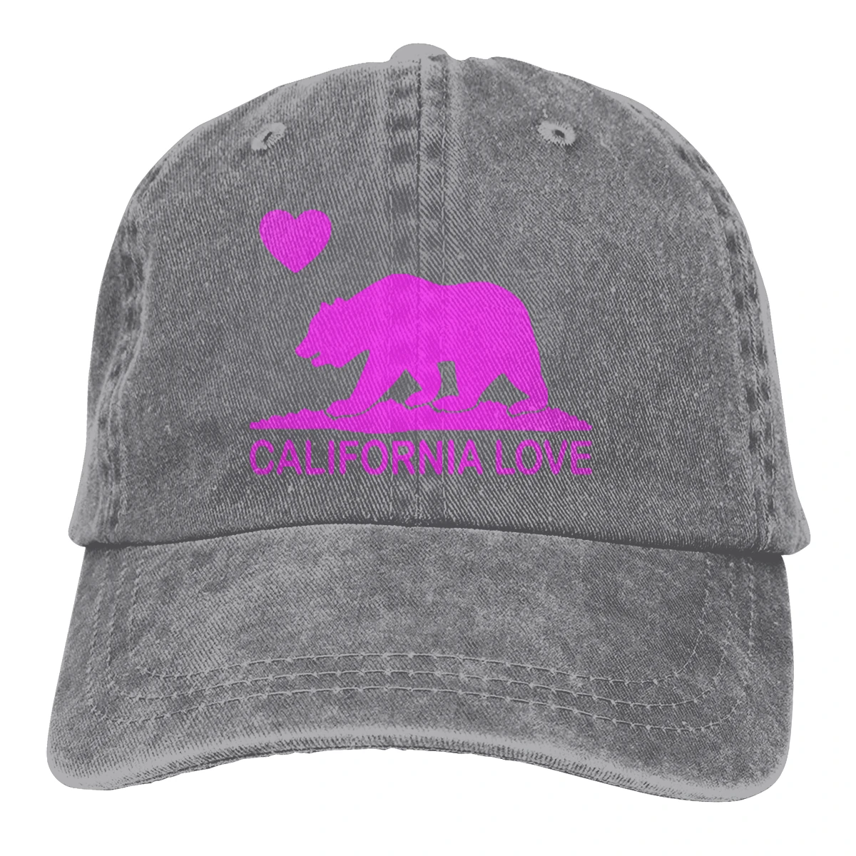 California Love Bear Casquette Black Unisex Mens Womens Denim Strapback Baseball Cap Adjustable Golf Dad hat