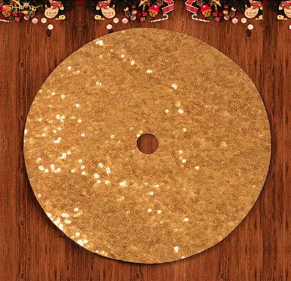 Deep Gold Kристмастре юбка белый 48-дюймовый Роскошный блеск белье на Рождество для отдыха и вечеринок, украшения для дома и улицы дерево Skirts-M1019 - Цвет: Deep Gold