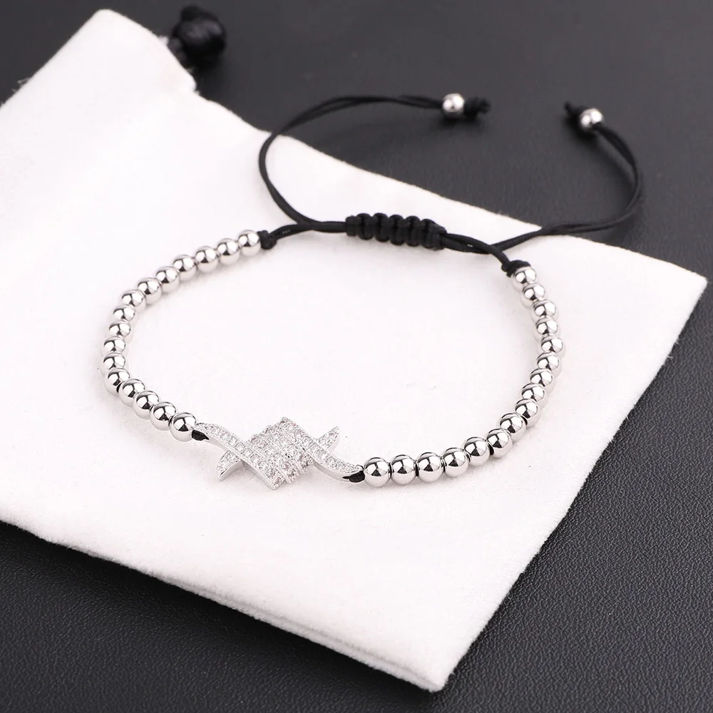 Jaravvi High Quality CZ Micro Pave Barbed Wire Stainless Steel Beads Cord Braided Macrame Friendship Bracelet Men Jewelry Gift - Image 4