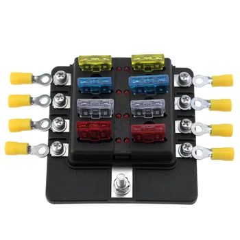 

Hot 8 Way Blade Fuse Box Holder with LED Warning Light Kit for Car Boat Marine Trike 12V 24V Car Styling