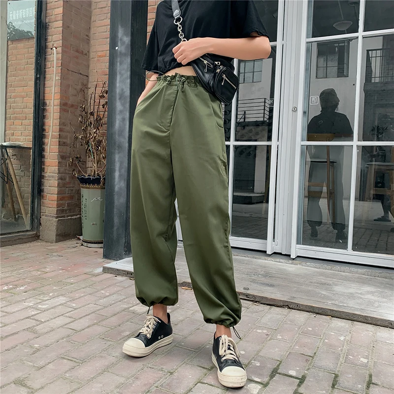 Весна палец женщина карго Broek высокий хвост свободные Broek Бегунов Женские Тренировочные Брюки Плюс Размер Уличная Повседневная Broek женщин