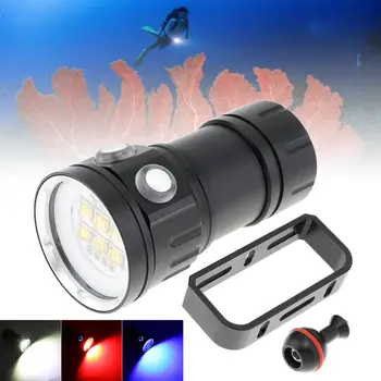 

180W Fifteen 5050 White XML2 Six XPE Red R5 Six XPE Blue R5 LED Underwater 100m Scuba Diving Light with Spherical Bracket