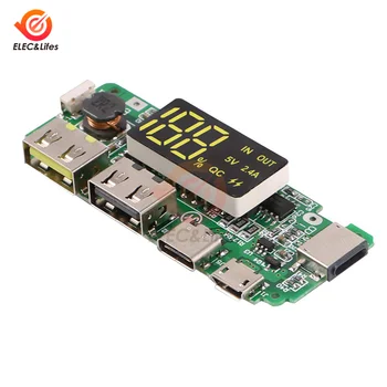 

LED Dual USB 5V 2.4A Micro/Type-C USB Mobile Power Bank 18650 Fast Charging Module Lithium Battery Charger Board DIY