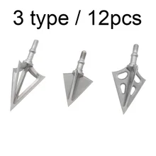 12 шт. 100 зернистые наконечники для стрельбы из лука с фиксированным твердым лезвием из нержавеющей стали наконечники для стрел цельные наконечники для соединения для рекурсивного лука арбалета