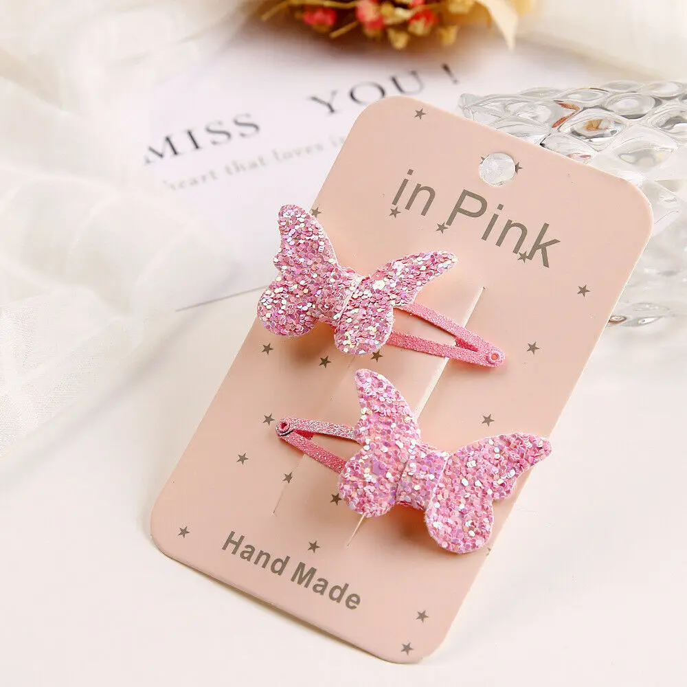 Pink Новые милые детские заколки для волос для девочек Блестящий бант заколка для волос бант для волос шпилька для волос - Цвет: Pink