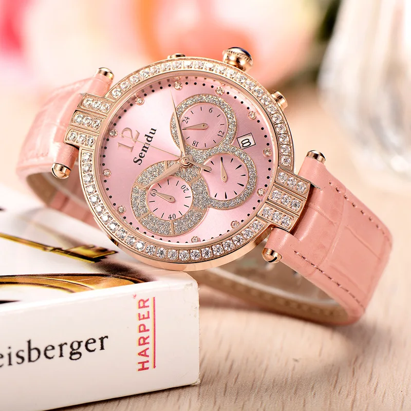 

Genuine Product Quartz Watch Women's Luxury Diamond Set Multi-functional Fashion Watrproof Watch Processing