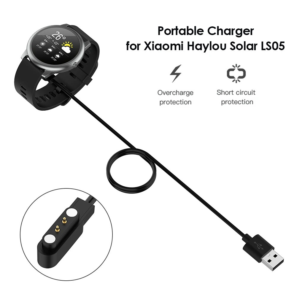 60/100cm USB Charger for Xiaomi Haylou Solar LS05 Fast Charging Cable Cradle Dock Power Adapter Smart Watch Accessories_voghion.com