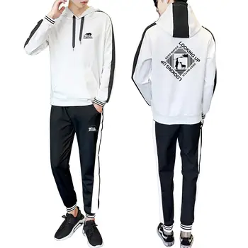 

Looking up to the deer icon 2020 new spring and autumn fashion hooded stitching air layer suit fashion sports leisure trend suit