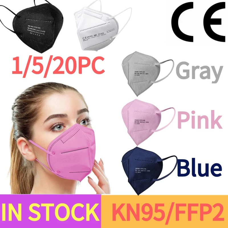 1-20pc mascarilla fpp2 homologada para adultos FFP2Mask CE máscaras 5 capas de tela no tejida gancho FFP2masks adulto gancho de oreja máscara de la boca