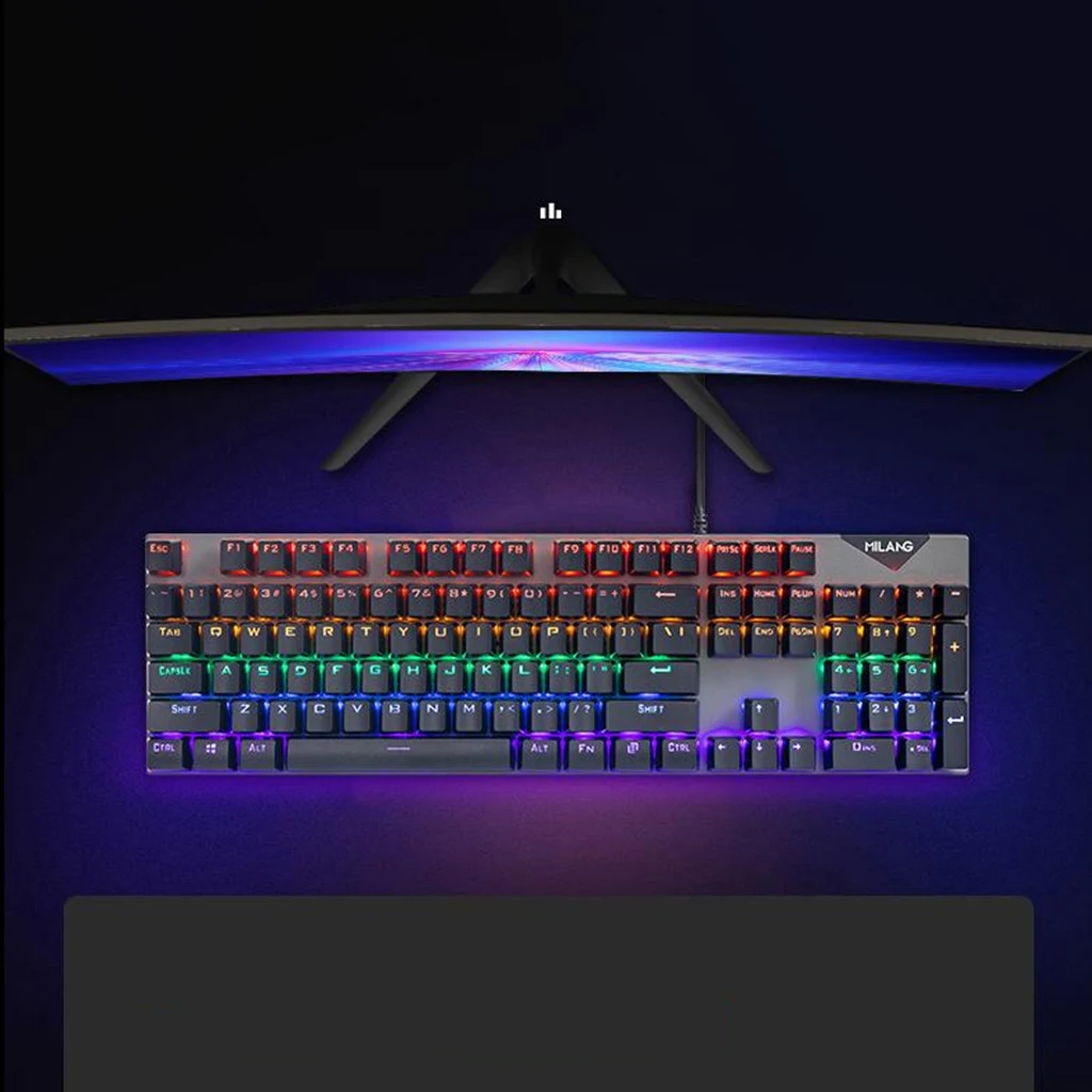 USB Wired Gaming Mechanical Keyboard 104 Key Multi Color Doubleshot keycaps
