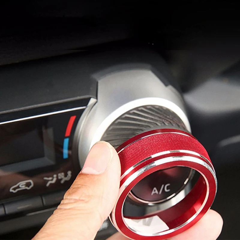 Arenbel 2 PCS Car Air Condition Control Knob Switch Button Aluminum Alloy Decal Trim Rings for RAV4 2019 2020 2021 Black 