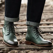 Men's Riding Boots Genuine Leather Men Retro Short Chelsea Boots Business Leisure High-top Shoes Autumn Winter Cowhide