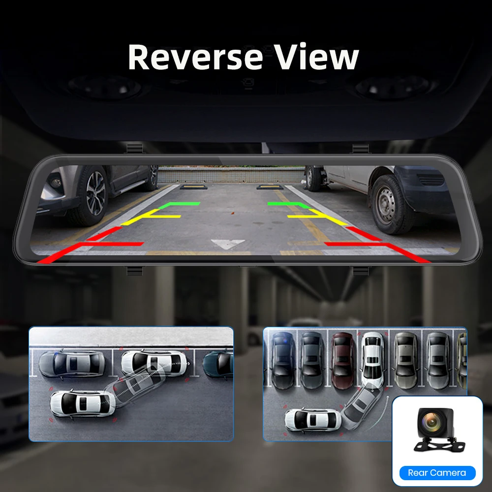 Antcam 12 inch Car Rearview Mirror DVR 4G ADAS Android 8.1 GPS Navigation Dash cam Dual Lens FHD 1080P Car Video Camera Recorder