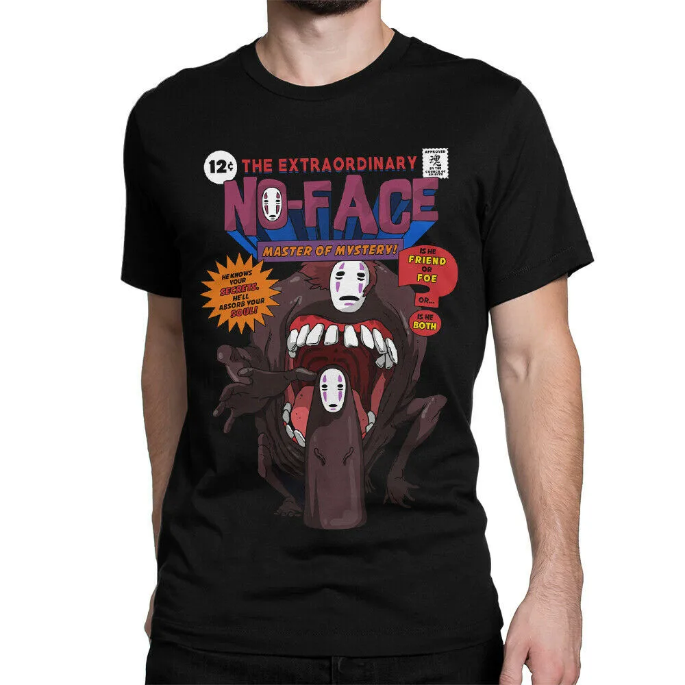 

Spirited Away No Face Comics Style T-Shirt Studio Ghibli Miyazaki Anime Tee Summer O Neck Tops Tee Shirt