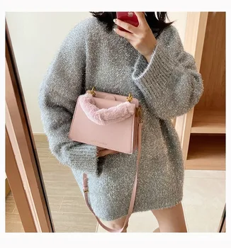 

Western Style Women's Bag Fairy Plush Small Handbag New Korean Fashion One-Shoulder Messenger Bag Square Sling Bag