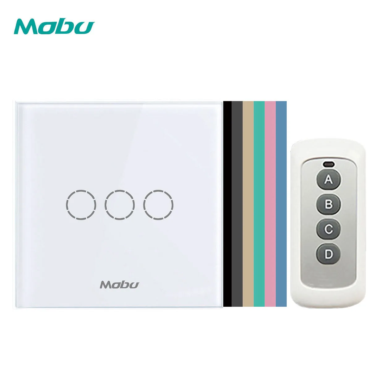 

MOBU Luxury Wall Touch Switch Sensor Switch, EU Standard Light Switch, Power Switch, Crystal Decoration Glass, 3Gang 1Way Switch