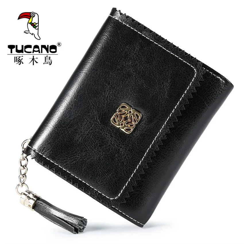 

TUCANO Wallet Women's 2019 New Style Folding Korean-style Wallet Multi-functional INS Short Women's Leather Wallet Clasp Wallet