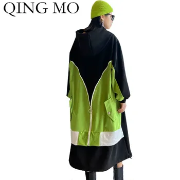 

QING MO Fashion Brand Women Suede Dress 2020 Women Patchwork Color Dress Female Plus Size Slim Dress ZQY5734