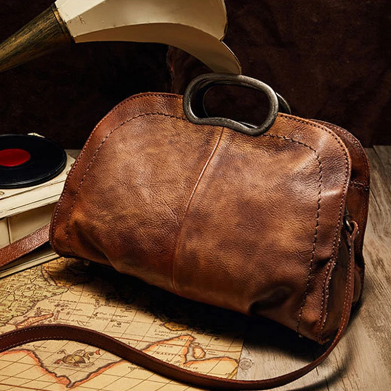 

Genuine leather handbag women retro top layer leather ladies shoulder bag cowhide shell bag GN-SB-stfgbk