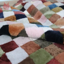 Большой ковер ручной работы из цельного материала, мягкое многоцветное комбинированное квадратное шерстяное одеяло из овчины для костюма fourrure femme SP5809