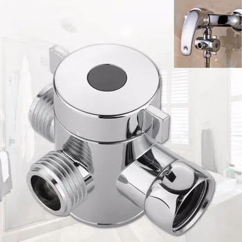 

Chrome 3 Way Tee Connector Shower Head Diverter Valve G1/2 Three Function Switch Adapter Valve Adjustable Shower Arm Mounted