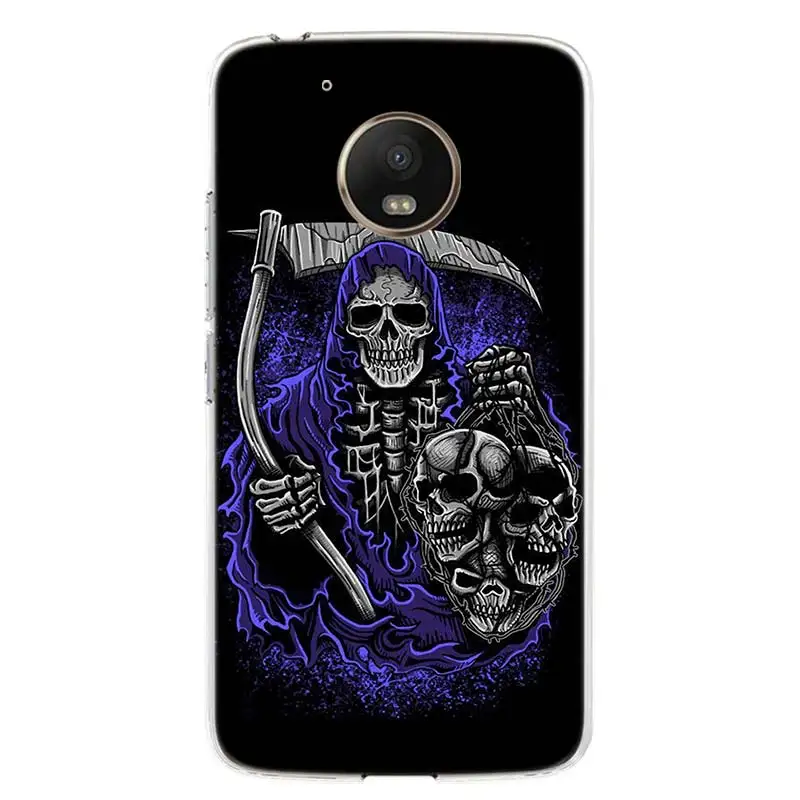 TW132-5 Grim Reaper Skull Skeleton чехол для телефона для Motorola Moto G7 G6 G5S G5 E4 Plus G4 E5 Play power EU Подарочный чехол с рисунком - Цвет: TW132-5