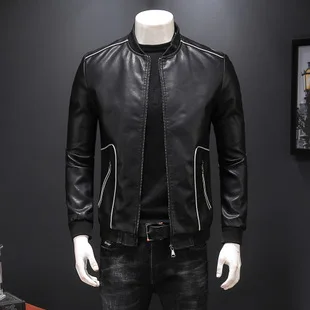 Fanwo Fw24997 осень стиль Европа и Америка Тонкий Fit из двух частей с капюшоном Байкерская кожаная куртка мужская