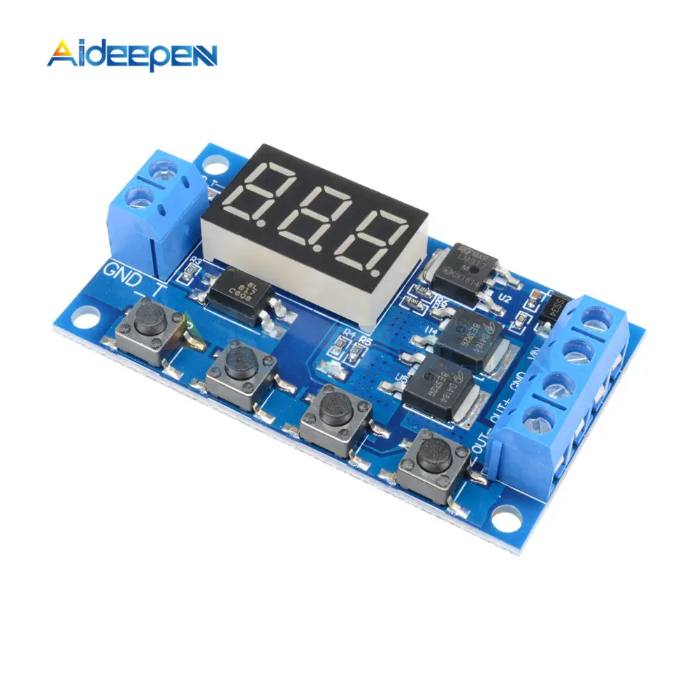 DC 5 V-30 V двойной МОП-реле задержки времени высокий уровень триггера светодиодный цифровой дисплей цикл переключатель времени цепи 12V 24V 0-999