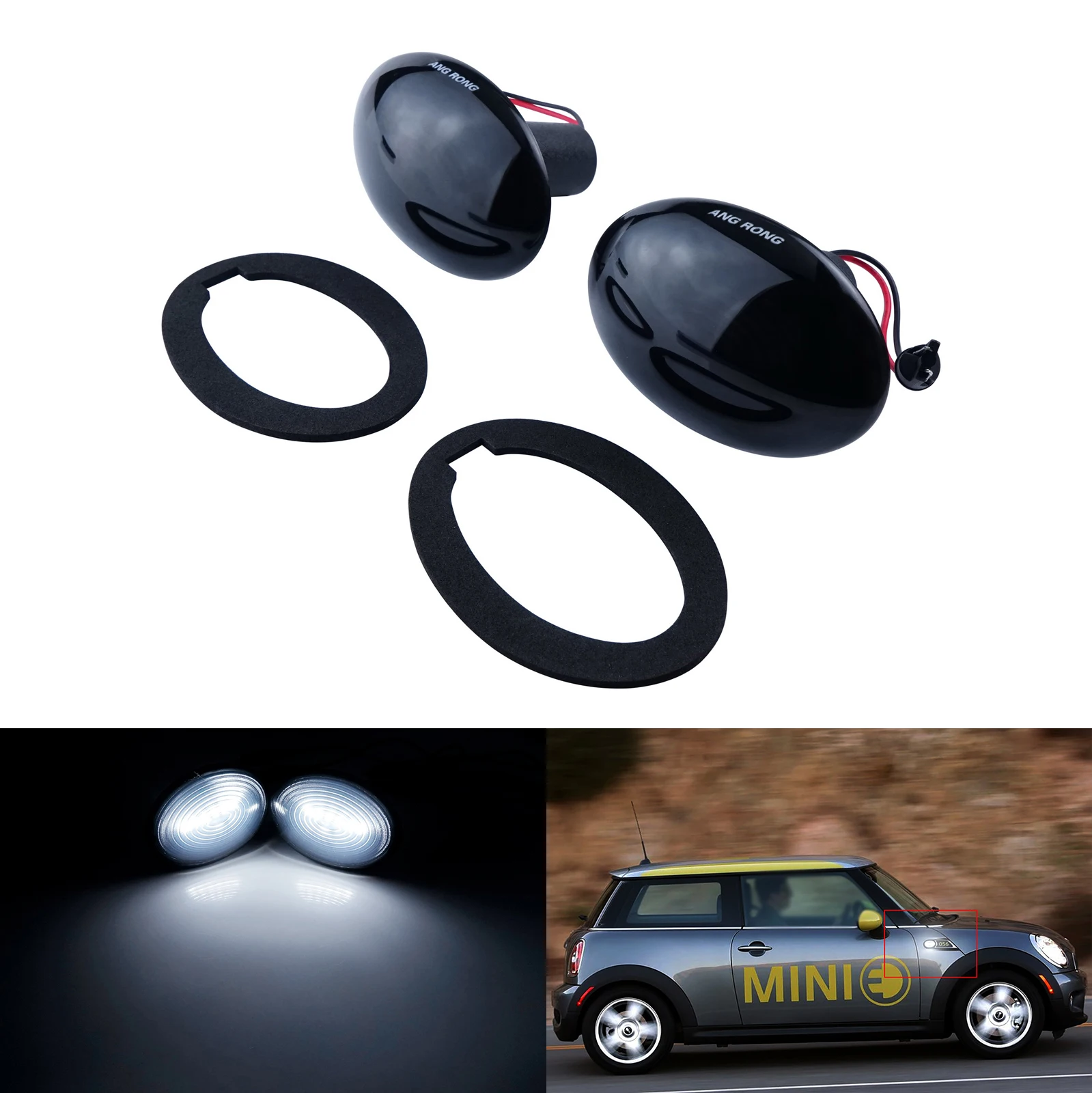 ANGRONG Белый светодиодный боковой маркер ретранслятор сигнасветильник BMW MINI Cooper R55