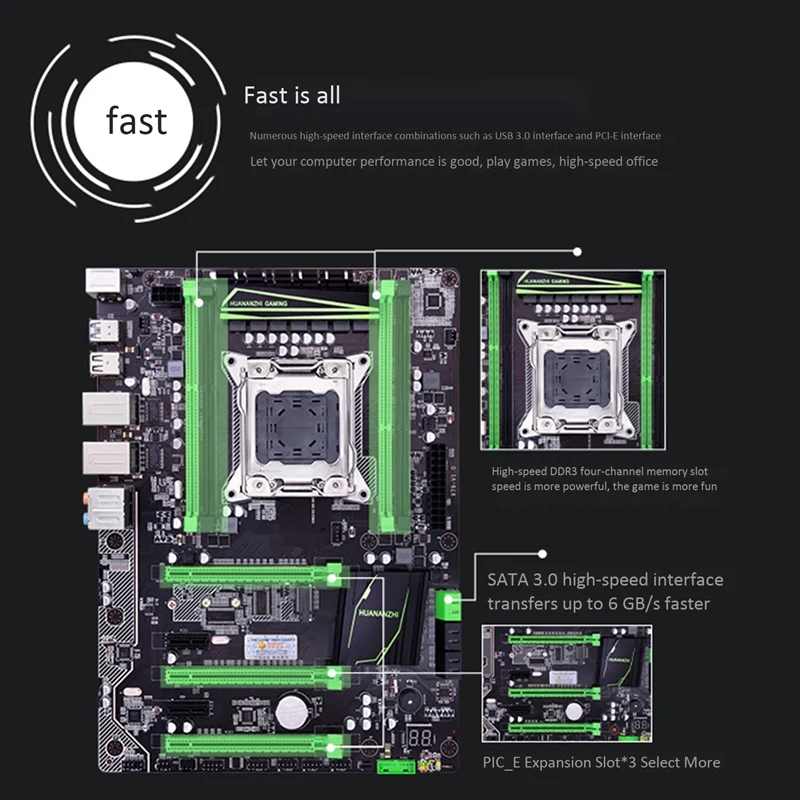 HUANANZHI X79 Plus материнская плата LGA2011 ATX SATA3 USB3.0 PCI-E 16X NVME M.2 SSD Поддержка регистровая и ecc-память ram E5 cpu