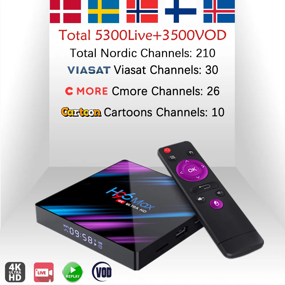 Скандинавский IPTV подписка Amecia Турция тюнер для просмотра телеканалов Нидерландов+ H96 Max tv Box Android9.0 RK3318 4 Гб 64 Гб Поддержка Netflix 4K телеприставка