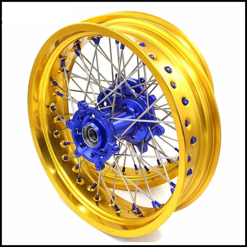 3 5/5 0 17IN. SPOKED SUPERMOTO DRZ400 00 04 DRZ400E 07 DRZ400S 18 DRZ400SM 05 колеса набор для SUZUKI золотые